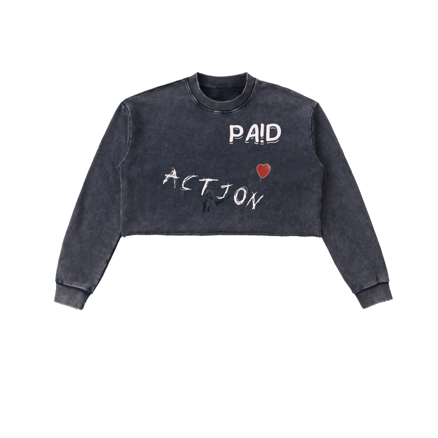Snow Washed Raw Edge Cropped Sweatshirt