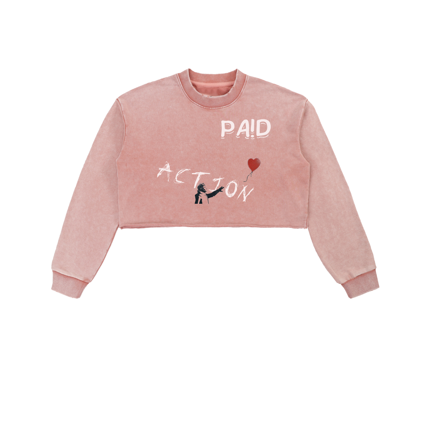 Snow Washed Raw Edge Cropped Sweatshirt